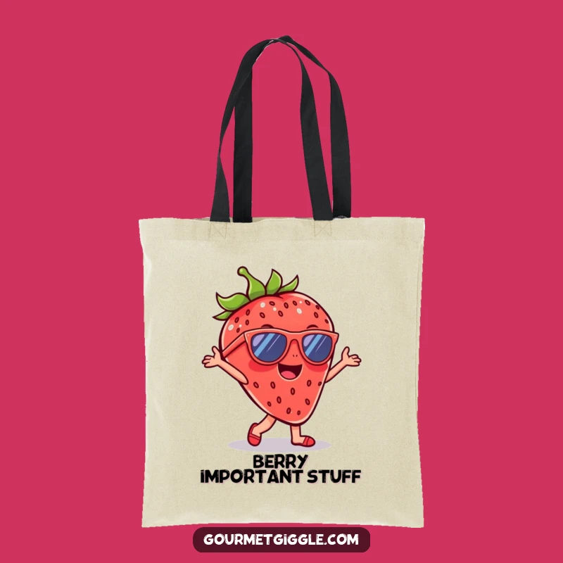 Funny Strawberry Sunglasses Tote Bag - Cheerful Dancer, Chic Funny Accessory Gift